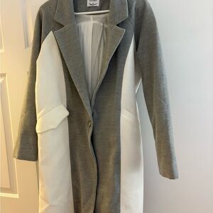 Elegant Gray and White Women's Trench Coat